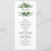 Groene succulente bloemengoud geometrische bruilof programma (Achterkant)