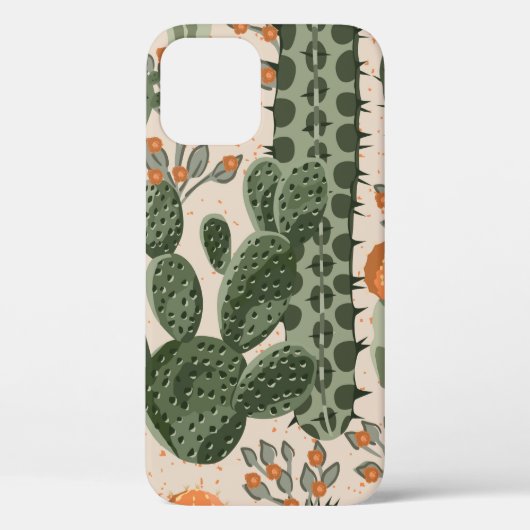 Groene  succulente cactus en oranje bloemen Case-Mate iPhone case (Achterkant)