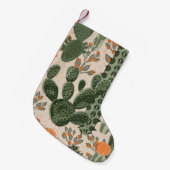 Groene succulente cactus en oranje bloemen kleine kerstsok (Voorkant (Hangend))