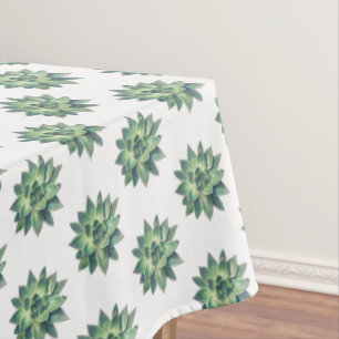 Groene Succulente Planten op witte tablet Tafelkleed