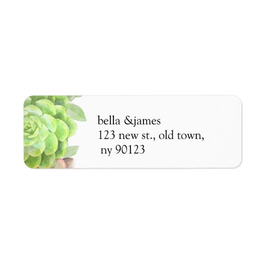 Groene Succulenten Bruiloft Adresetiketten Etiket (Voorkant)