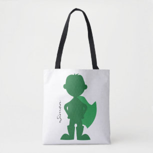 Groene superheld Boy Modern persoonlijke Silhouett Draagtas