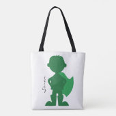 Groene superheld Boy Modern persoonlijke Silhouett Draagtas (Achterkant)