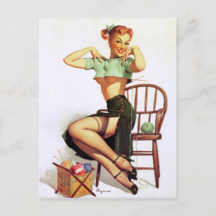 Groene Sweater Pin Up Briefkaart