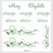 Groene Swirly Vines en naamstickers Sticker (Vel)