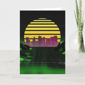 Groene Synthwave Groeten Kaart