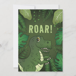 Groene T-rex Dinosaur met Brul Tekst Verjaardagsfe Kaart