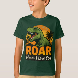 Groene T-Rex Dinosaurus "Brullen Betekent Ik Hou V T-shirt