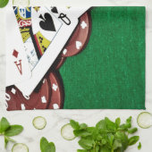 Groene tafelpoker met kaarten theedoek (Gevouwen)