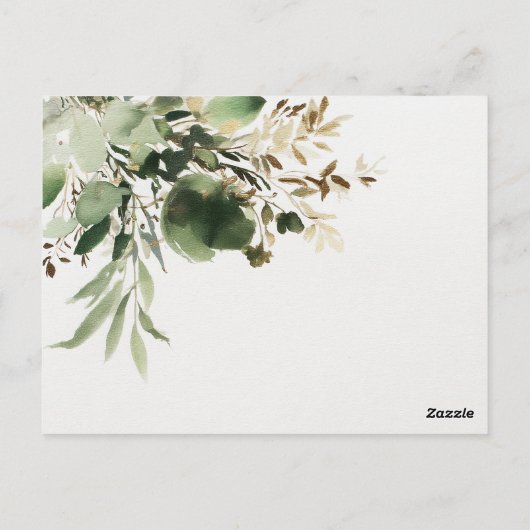 Groene takken en crème bruiloft briefkaart (Achterkant)