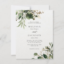 Groene takken en crème bruiloft briefkaart