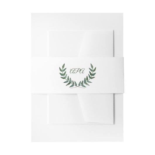 Groene Takken Initialen  Uitnodigingen Wikkel (Voorkant Voorbeeld)