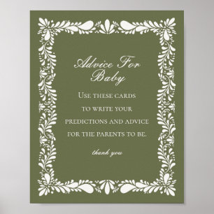 Groene Talavera Tegel Advies voor Baby shower Game Poster