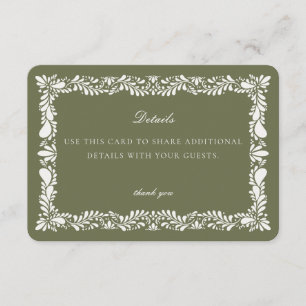 Groene Talavera-tegel detailkaart uitnodiging inle Informatiekaartje