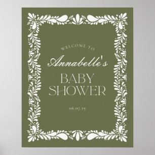 Groene Talavera-tegel Fiesta Baby Shower Welkom Poster