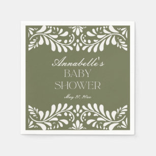 Groene Talavera Tegel Spaans Fiesta Baby shower Servet