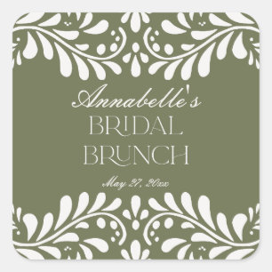 Groene Talavera Tegel Spaans Fiesta Bruids Brunch Vierkante Sticker