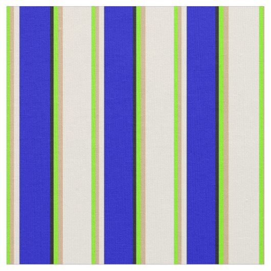 Groene, Tan, Beige, Blauwe en Zwarte Lijnen Stof (Close Up)