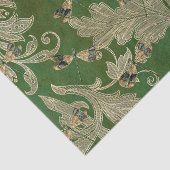  groene Tan Damask Floral Dragonflies Tissuepapier (Detail)