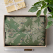  groene Tan Damask Floral Dragonflies Tissuepapier (Geschenk)