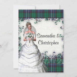Groene tartan bruiloft kaart