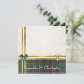 Groene tartan- en goudkoolstof met witte damp kaart (Staand voorkant)