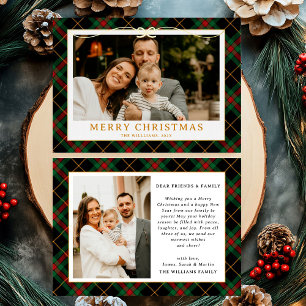  Groene Tartan Plaid Foto Kerst Folie Feestdagenkaart