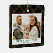 Groene Tartan Plaid Foto Kerst Keramisch Ornament (Rechts)