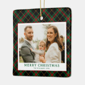 Groene Tartan Plaid Foto Kerst Keramisch Ornament (Links)