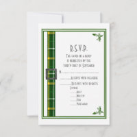 Groene tartan plaid lint bruiloft R.S.V.P