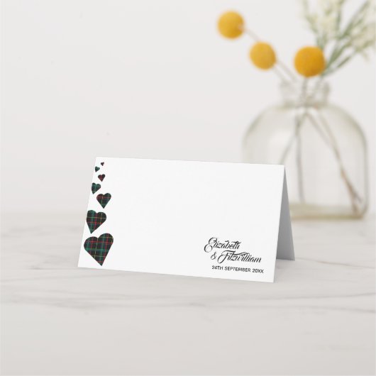 Groene Tartan Tafel Plaats Kaart of Escort Kaart (Voorkant)