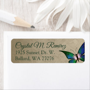 Groene, Taupe Butterfly Return Address Labels
