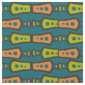 Groene Teal Tane Kleur Zwarte Abstract Tribale Ont Stof (Close Up)