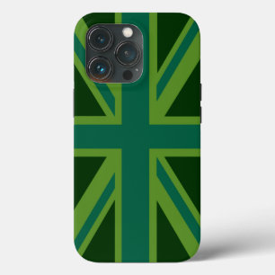 Groene Teal Union Jack Britse Vlag Achtergrond iPhone 13 Pro Hoesje