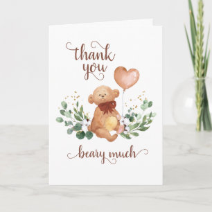 Groene Teddybeer Beary Veel Babyshower Bedankkaart