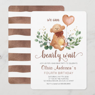 Groene Teddybeer Weinig Tijd Baby Verjaardag Kaart