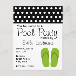 Groene Teenslippers / Polka Dots Pool Party Kaart