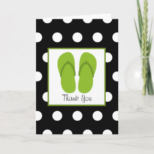 Groene Teenslippers / zwart met witte stippen Bedankkaart