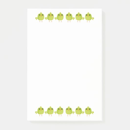 Groene tekenfilm vogel post-it® notes (Voorkant)