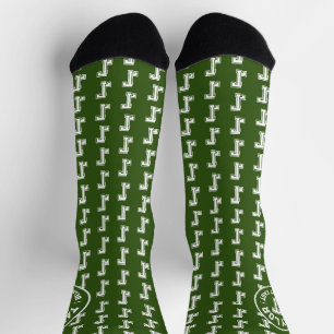 Groene tekstsport aangepaste monogram naam en team sokken