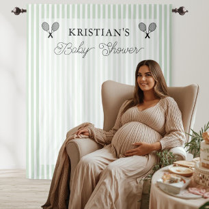 Groene Tennis Thema Baby Shower Achtergrond met Pr Wandkleed