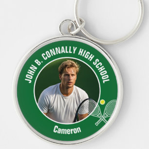 Groene tennisspeler foto middelbare school spirit sleutelhanger