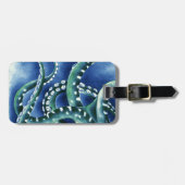 Groene Tentakels diep blauw zee Bagagelabel (Voorkant horizontaal)