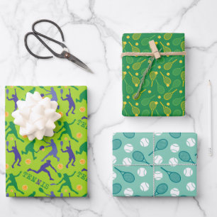 Groene tentennismotieven op papierbladen inpakpapier vel