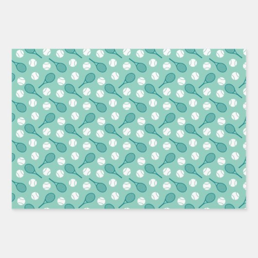 Groene tentennismotieven op vellen papier (Voorkant 3)