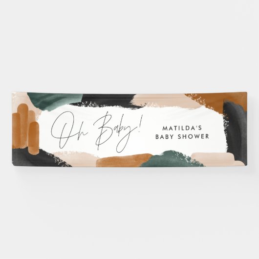 Groene terracotta abstracte waterverf baby shower spandoek (Horizontaal)