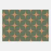 Groene Terracotta Mid Century Modern Elegant Boho Inpakpapier Vel (Voorkant)