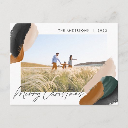 Groene terracotta moderne minimalistische watercol feestdagenkaart (Voorkant)