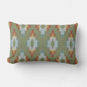 Groene Terracotta Red Brown Grey Tribal Kunst Buitenkussen