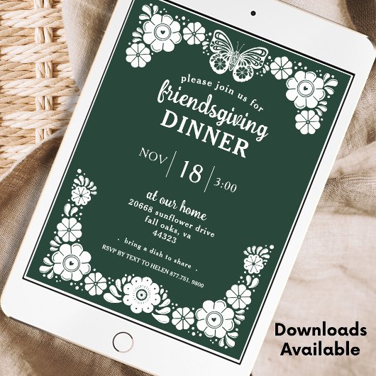 Groene Thanksgiving Friendsgiving Dinner Party Kaart